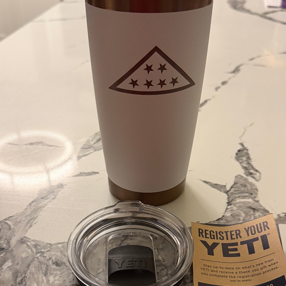 Yeti White Tumbler with Rose Gold Accents